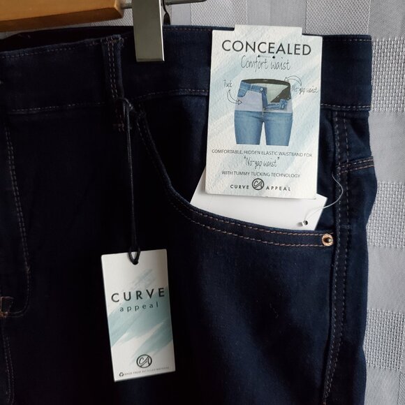 CURVE APPEAL High Rise Tummy Tucking Jeans Skinny Ankle Comfy Fitted Weekend - Picture 5 of 11